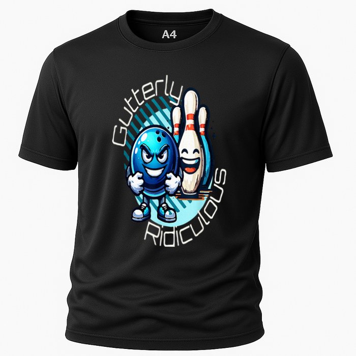 Gutterly Ridiculous Cartoon Bowling Cooling Performance Crew T-Shirt