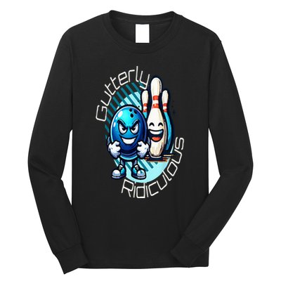 Gutterly Ridiculous Cartoon Bowling Long Sleeve Shirt