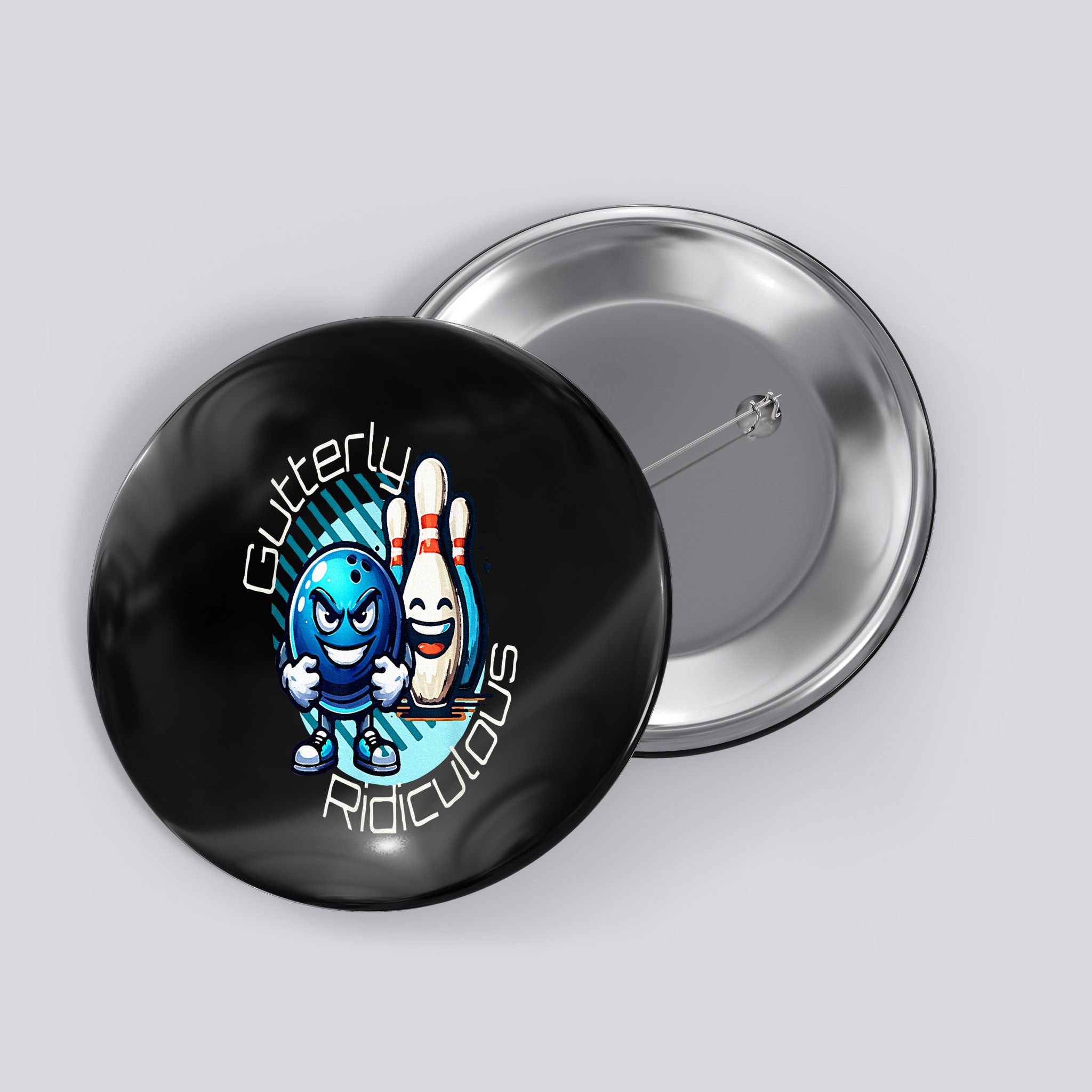 Gutterly Ridiculous Cartoon Bowling Button