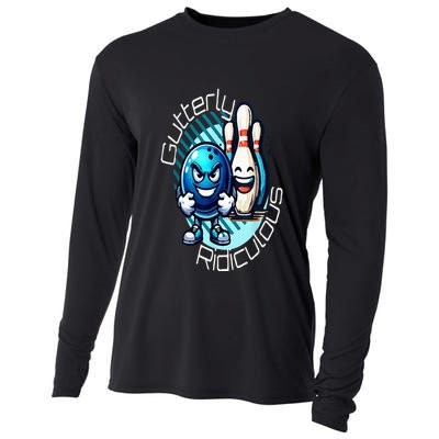 Gutterly Ridiculous Cartoon Bowling Cooling Performance Long Sleeve Crew