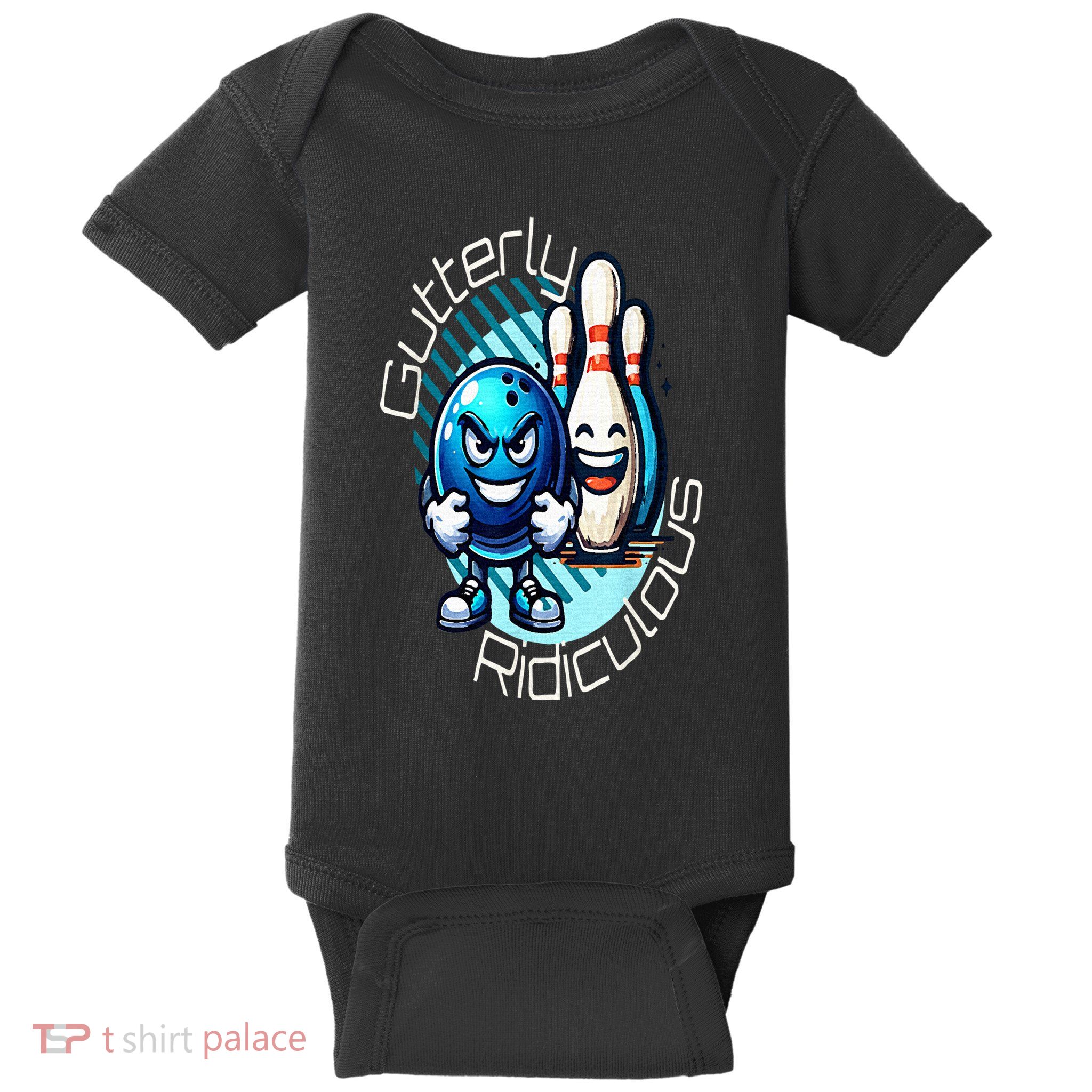 Gutterly Ridiculous Cartoon Bowling Baby Bodysuit