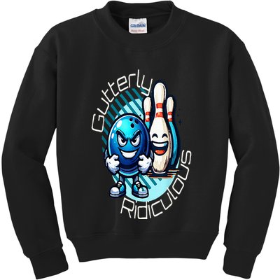 Gutterly Ridiculous Cartoon Bowling Kids Sweatshirt