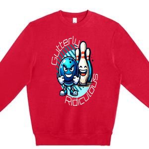 Gutterly Ridiculous Cartoon Bowling Premium Crewneck Sweatshirt