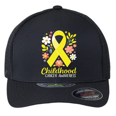 Gold Ribbon Childhood Cancer Awareness Girl Flexfit Unipanel Trucker Cap