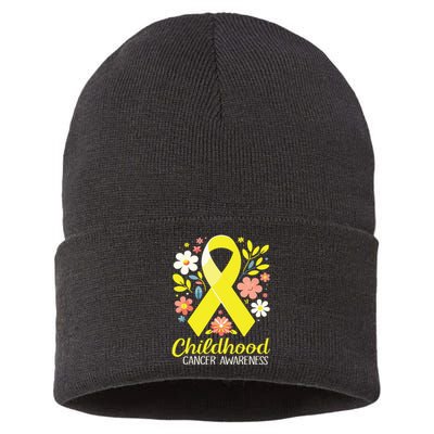 Gold Ribbon Childhood Cancer Awareness Girl Sustainable Knit Beanie