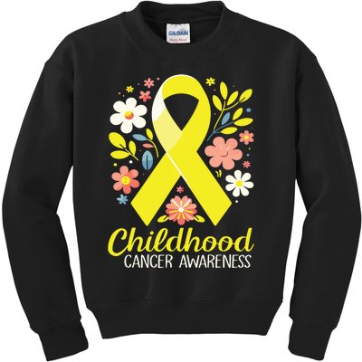 Gold Ribbon Childhood Cancer Awareness Girl Kids Sweatshirt