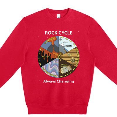 Geology Rock Cycle Always Changing Geologist Mineral Collect Premium Crewneck Sweatshirt