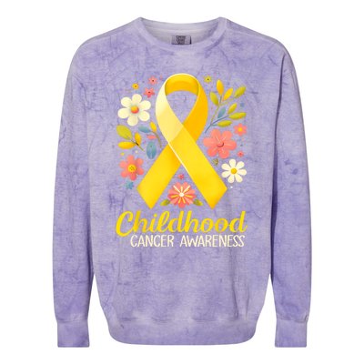 Gold Ribbon Childhood Cancer Awareness Colorblast Crewneck Sweatshirt