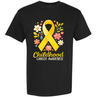 Gold Ribbon Childhood Cancer Awareness Garment-Dyed Heavyweight T-Shirt