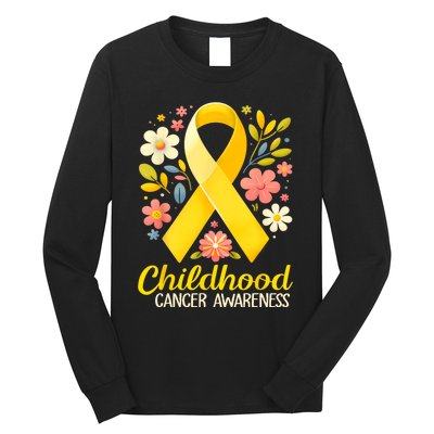 Gold Ribbon Childhood Cancer Awareness Long Sleeve Shirt