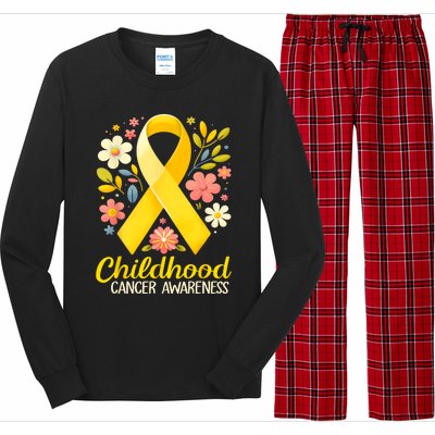 Gold Ribbon Childhood Cancer Awareness Long Sleeve Pajama Set