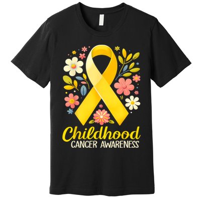 Gold Ribbon Childhood Cancer Awareness Premium T-Shirt