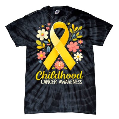 Gold Ribbon Childhood Cancer Awareness Tie-Dye T-Shirt