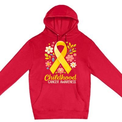 Gold Ribbon Childhood Cancer Awareness Premium Pullover Hoodie