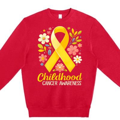 Gold Ribbon Childhood Cancer Awareness Premium Crewneck Sweatshirt