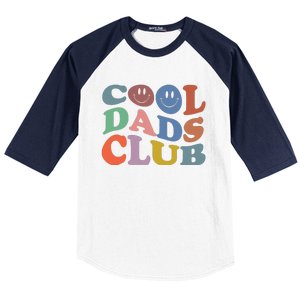 Groovy Retro Cool Dads Club Smile Face Father's Day Baseball Sleeve Shirt