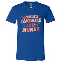 Groovy Retro Christmas Nursing Santas Favorite Icu Nurse Cool Gift V-Neck T-Shirt