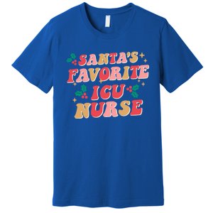 Groovy Retro Christmas Nursing Santas Favorite Icu Nurse Cool Gift Premium T-Shirt