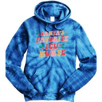 Groovy Retro Christmas Nursing Santas Favorite Icu Nurse Cool Gift Tie Dye Hoodie