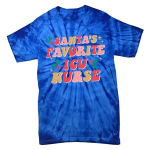 Groovy Retro Christmas Nursing Santas Favorite Icu Nurse Cool Gift Tie-Dye T-Shirt