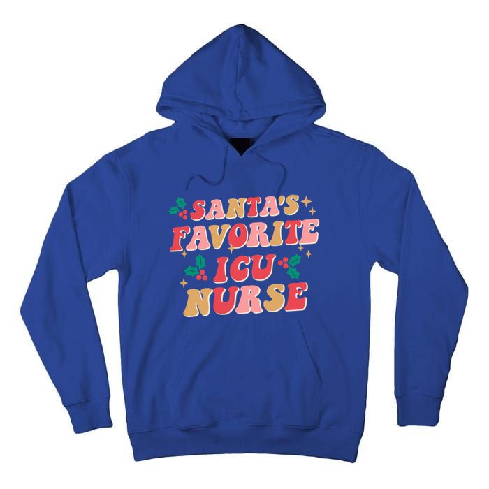 Groovy Retro Christmas Nursing Santas Favorite Icu Nurse Cool Gift Tall Hoodie