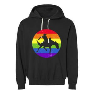 Gay Rodeo Cow Horse Riding Howdy Western Country Southern Garment-Dyed Fleece Hoodie