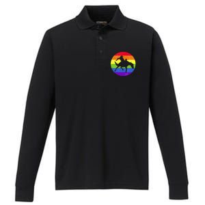 Gay Rodeo Cow Horse Riding Howdy Western Country Southern Performance Long Sleeve Polo