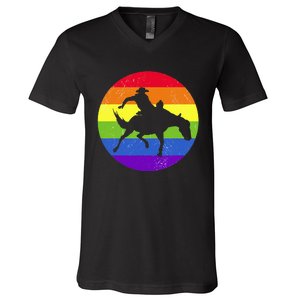 Gay Rodeo Cow Horse Riding Howdy Western Country Southern V-Neck T-Shirt