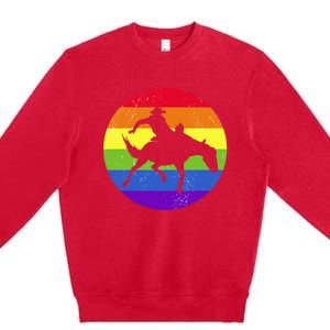 Gay Rodeo Cow Horse Riding Howdy Western Country Southern Premium Crewneck Sweatshirt