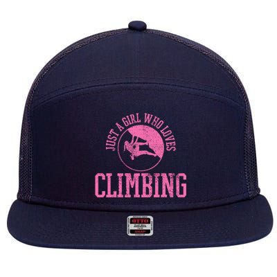 Girl Rock Climbing Bouldering Climber 7 Panel Mesh Trucker Snapback Hat