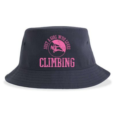 Girl Rock Climbing Bouldering Climber Sustainable Bucket Hat