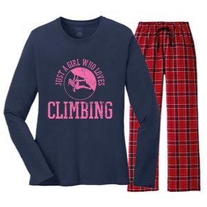 Girl Rock Climbing Bouldering Climber Women's Long Sleeve Flannel Pajama Set 