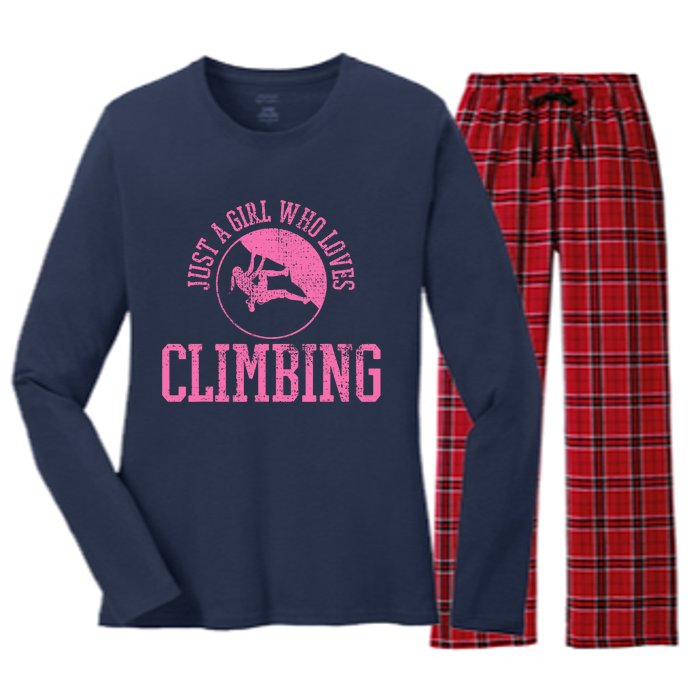 Girl Rock Climbing Bouldering Climber Women's Long Sleeve Flannel Pajama Set 