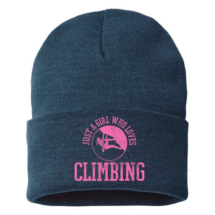 Girl Rock Climbing Bouldering Climber Sustainable Knit Beanie