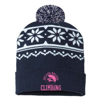 Girl Rock Climbing Bouldering Climber USA-Made Snowflake Beanie