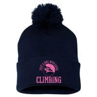 Girl Rock Climbing Bouldering Climber Pom Pom 12in Knit Beanie