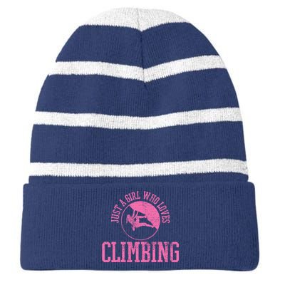 Girl Rock Climbing Bouldering Climber Striped Beanie with Solid Band