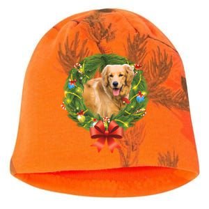 Golden Retriever Christmas Wreath Kati - Camo Knit Beanie