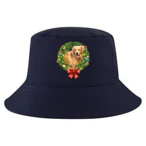 Golden Retriever Christmas Wreath Cool Comfort Performance Bucket Hat