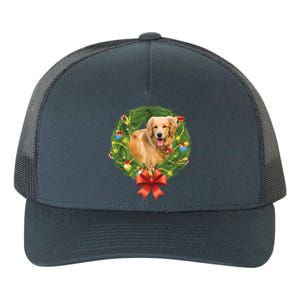 Golden Retriever Christmas Wreath Yupoong Adult 5-Panel Trucker Hat