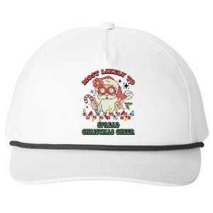 Groovy Retro Christmas Most Likely To Spread Christmas Cheer Gift Snapback Five-Panel Rope Hat