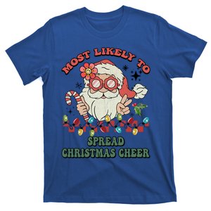 Groovy Retro Christmas Most Likely To Spread Christmas Cheer Gift T-Shirt