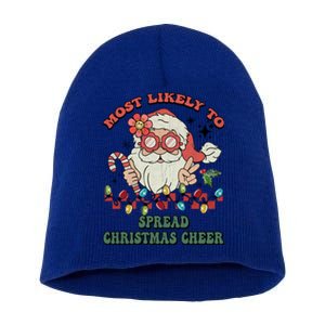 Groovy Retro Christmas Most Likely To Spread Christmas Cheer Gift Short Acrylic Beanie