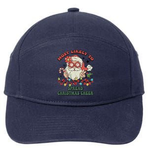 Groovy Retro Christmas Most Likely To Spread Christmas Cheer Gift 7-Panel Snapback Hat