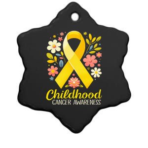 Gold Ribbon Childhood Cancer Awareness Ceramic Star Ornament