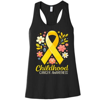 Gold Ribbon Childhood Cancer Awareness Women's Racerback Tank