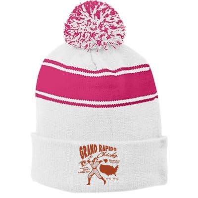 Grand Rapids Chicks Women Baseball Team Stripe Pom Pom Beanie