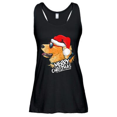 Golden Retriever Christmas Sweater Santa Xmas Dog  Ladies Essential Flowy Tank