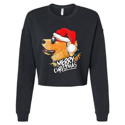 Golden Retriever Christmas Sweater Santa Xmas Dog  Cropped Pullover Crew