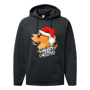 Golden Retriever Christmas Sweater Santa Xmas Dog  Performance Fleece Hoodie